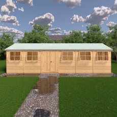 10 x 30 Shire Mammoth Professional Apex Shed - in situ, front view, doors closed