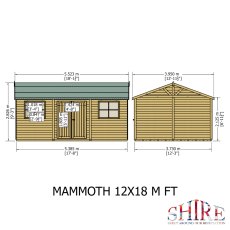 12 x 18 Shire Mammoth Professional Apex Shed - dimensions