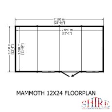 12 x 24 Shire Mammoth Professional Apex Shed - footprint