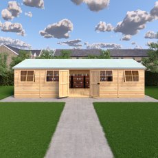 12 x 30 Shire Mammoth Professional Apex Shed - in situ, front view