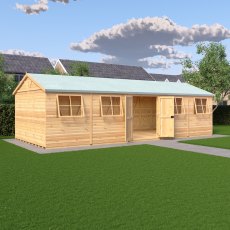 12 x 30 Shire Mammoth Professional Apex Shed - in situ, angle view