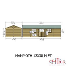12 x 30 Shire Mammoth Professional Apex Shed - dimensions