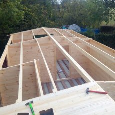 26 x 14 Shire Elveden Log Cabin - Before roofing, showing partitioning