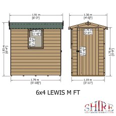 6x4 Shire Lewis Professional Shed - dimensions