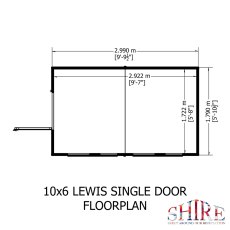 10x6 Shire Lewis Professional Apex Shed - footprint