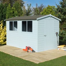 10x8 Shire Lewis Professional Apex Shed - in situ, doors closed