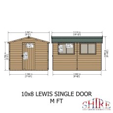 10x8 Shire Lewis Professional Shed - dimensions