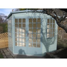 7 x 7 Shire Gold Windsor Corner Summerhouse - painted front view