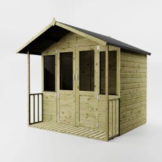 7x7 Mercia traditional summerhouse front angled view with veranda