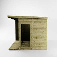 Side view of Mercia 12x8 garden room showing attached storage shed section
