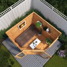 7x7 Mercia Premier Corner Summerhouse - in situ, top view