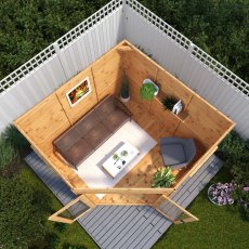 8x8 Mercia Premier Corner Summerhouse - in situ, top view