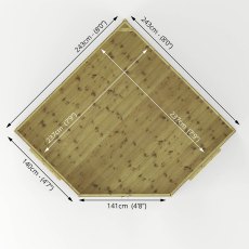 Floor plan of Mercia 8x8 corner summerhouse showing internal layout and measurements