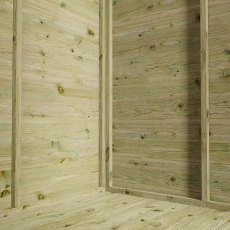 Interior view of Mercia 8x8 corner summerhouse with tongue and groove timber finish