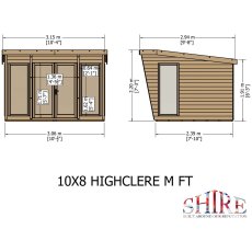 10x8 Shire Highclere Summerhouse - Dimensions