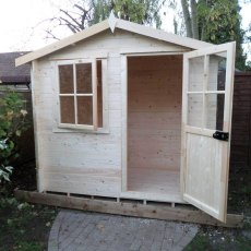 7 x 7 Shire Avesbury Log Cabin - Door and window open