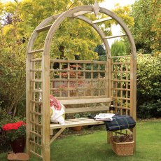 Grange Montebello Garden Arbour - lifestyle with accessories