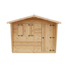 9x6 Shire Gold Security Cabin Summerhouse - isolated front view, doors closed