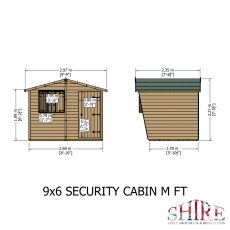 9x6 Shire Gold Security Cabin Summerhouse - dimensions