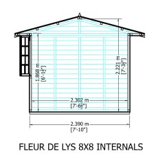 8x8 Shire Gold Fleur De Lys Summerhouse - internal dimensions