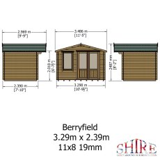 11 x 10 Shire Berryfield Log Cabin - Interior view of roof