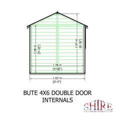 4x6 Shire Bute Shiplap Apex Wooden Shed - internal dimensions