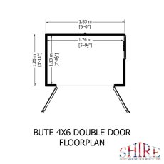 4x6 Shire Bute Shiplap Apex Wooden Shed - footprint