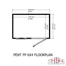 Floor plan layout for Shire 6x4 shiplap pent garden shed
