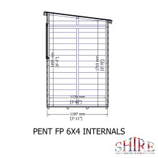 Internal framing layout diagram for Shire 6x4 shiplap pent shed
