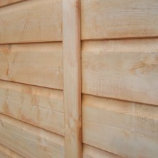 Close-up of shiplap tongue and groove timber cladding on Shire garden shed