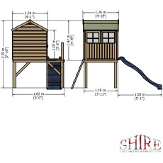 Shire Bunny Tower Playhouse - Dimensions with optional slide