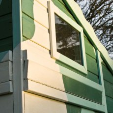 Shire Command Post Tower Playhouse - Corner of building showing windows and gun ports