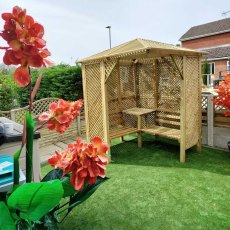 Shire 2m x 2m Grange Valencia Corner Garden Arbour with Table