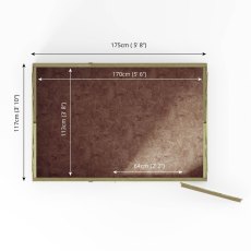Floor plan of Mercia 6x4 overlap reverse apex shed showing base size and layout