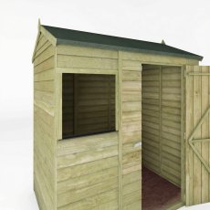 Side angled view of Mercia 6x4 shed showing window position and roof design