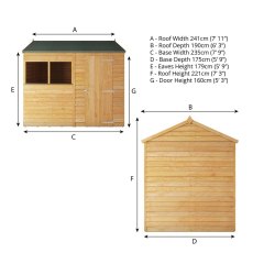 8 x 6 Mercia Overlap Reverse Shed - dimensions