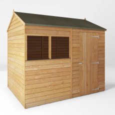 8 x 6 Mercia Overlap Reverse Shed - in situ - white background - angle view - doors closed