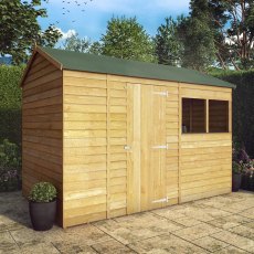 10 x 6 Mercia Overlap Reverse Shed - in situ - angle view - doors closed