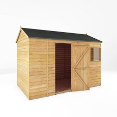 10 x 6 Mercia Overlap Reverse Shed - white background - angle view - doors open