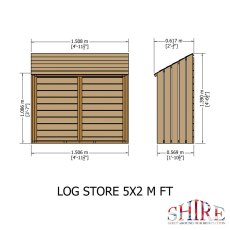 5 x 2 (1.51m X 0.57m) Shire Log Store - dimensions