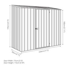 7 x 3 Mercia Absco Space Saver Pent Metal Shed - Dimensions