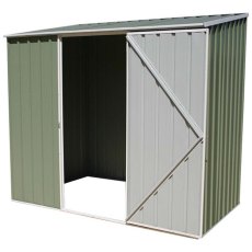 7 x 3 Mercia Absco Space Saver Pent Metal Shed in Pale Eucalyptus - door open