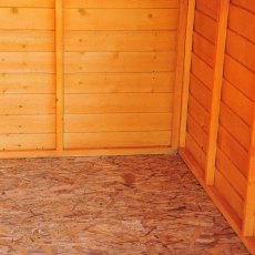12x6 Shire Overlap Shed - Windowless - close up of the oriented strand board floor and sturdy 34mm f