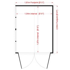 Shire 7 x 5 (2.04m x 1.61m) Shire Overlap Apex Garden Shed with Double Doors