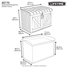 6x3.5 Lifetime Heavy Duty Plastic Storage Unit - dimensions