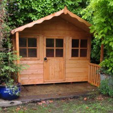 6x4 Shire Stork Playhouse - customer image of front view with door and windows closed