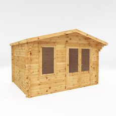 4m x 3m Mercia Retreat Log Cabin (28mm to 44mm Logs) - White Background, Doors closed