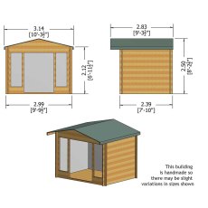 10Gx8 Shire Epping Log Cabin - dimensions