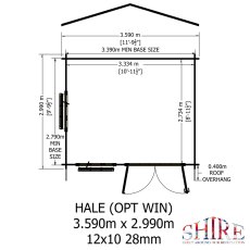 12Gx10 Shire Hale Log Cabin (28mm Logs) - footprint