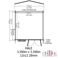 12G x 12 Shire Hale Log Cabin (28mm Logs) - footprint
